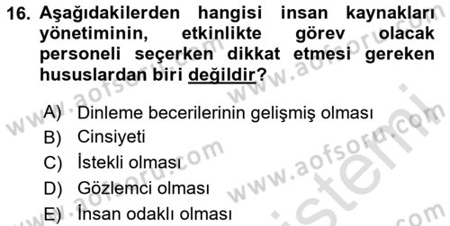 Etkinlik Yönetimi Dersi Ara Sınavı Deneme Sınav Soruları 16. Soru