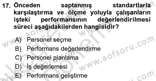 Etkinlik Yönetimi Dersi Ara Sınavı Deneme Sınav Soruları 17. Soru