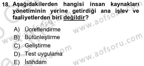Etkinlik Yönetimi Dersi Ara Sınavı Deneme Sınav Soruları 18. Soru
