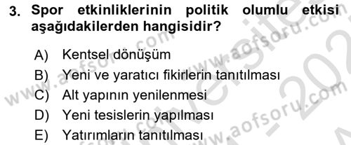 Etkinlik Yönetimi Dersi Ara Sınavı Deneme Sınav Soruları 3. Soru