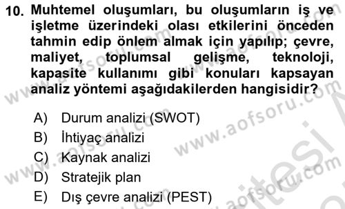 Etkinlik Yönetimi Dersi 2024 - 2025 Yılı (Final) Dönem Sonu Sınav Soruları 10. Soru