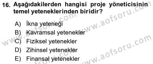 Etkinlik Yönetimi Dersi 2024 - 2025 Yılı (Final) Dönem Sonu Sınav Soruları 16. Soru