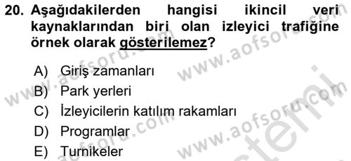 Etkinlik Yönetimi Dersi 2024 - 2025 Yılı (Final) Dönem Sonu Sınav Soruları 20. Soru