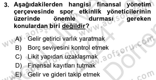 Etkinlik Yönetimi Dersi 2024 - 2025 Yılı (Final) Dönem Sonu Sınav Soruları 3. Soru