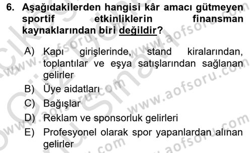 Etkinlik Yönetimi Dersi 2024 - 2025 Yılı (Final) Dönem Sonu Sınav Soruları 6. Soru