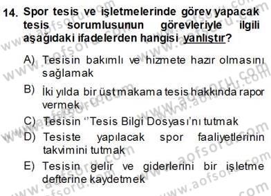Spor Tesis İşletmesi ve Saha Malzeme Bilgisi Dersi Ara Sınavı Deneme Sınav Soruları 14. Soru