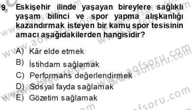 Spor Tesis İşletmesi ve Saha Malzeme Bilgisi Dersi 2014 - 2015 Yılı (Vize) Ara Sınav Soruları 9. Soru