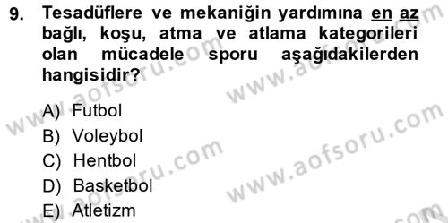 Spor Tesis İşletmesi ve Saha Malzeme Bilgisi Dersi 2014 - 2015 Yılı Tek Ders Sınav Soruları 9. Soru