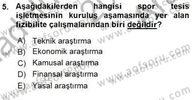Spor Tesis İşletmesi ve Saha Malzeme Bilgisi Dersi 2015 - 2016 Yılı (Vize) Ara Sınav Soruları 5. Soru
