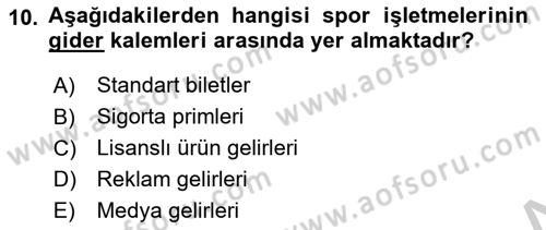 Spor Tesis İşletmesi ve Saha Malzeme Bilgisi Dersi 2016 - 2017 Yılı 3 Ders Sınav Soruları 10. Soru
