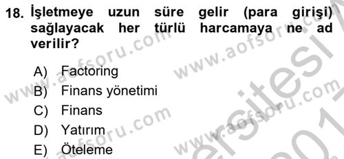 Spor Tesis İşletmesi ve Saha Malzeme Bilgisi Dersi 2016 - 2017 Yılı 3 Ders Sınav Soruları 18. Soru
