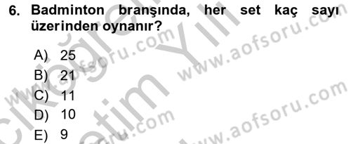 Spor Tesis İşletmesi ve Saha Malzeme Bilgisi Dersi 2016 - 2017 Yılı 3 Ders Sınav Soruları 6. Soru