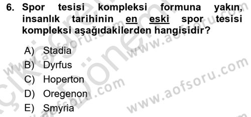 Spor Tesis İşletmesi ve Saha Malzeme Bilgisi Dersi 2016 - 2017 Yılı (Vize) Ara Sınav Soruları 6. Soru
