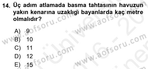 Spor Tesis İşletmesi ve Saha Malzeme Bilgisi Dersi 2016 - 2017 Yılı (Final) Dönem Sonu Sınav Soruları 14. Soru