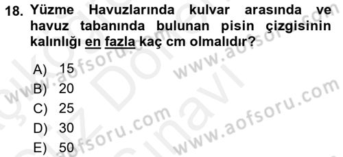 Spor Tesis İşletmesi ve Saha Malzeme Bilgisi Dersi 2016 - 2017 Yılı (Final) Dönem Sonu Sınav Soruları 18. Soru