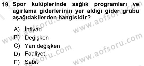 Spor Tesis İşletmesi ve Saha Malzeme Bilgisi Dersi 2016 - 2017 Yılı (Final) Dönem Sonu Sınav Soruları 19. Soru