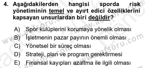 Spor Tesis İşletmesi ve Saha Malzeme Bilgisi Dersi 2016 - 2017 Yılı (Final) Dönem Sonu Sınav Soruları 4. Soru