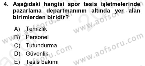 Spor Tesis İşletmesi ve Saha Malzeme Bilgisi Dersi 2017 - 2018 Yılı 3 Ders Sınav Soruları 4. Soru