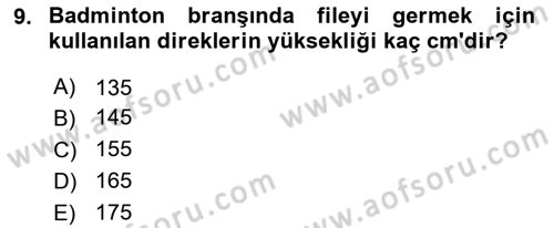 Spor Tesis İşletmesi ve Saha Malzeme Bilgisi Dersi 2017 - 2018 Yılı 3 Ders Sınav Soruları 9. Soru