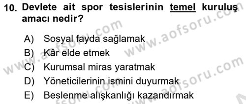 Spor Tesis İşletmesi ve Saha Malzeme Bilgisi Dersi 2017 - 2018 Yılı (Vize) Ara Sınav Soruları 10. Soru