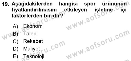 Spor Tesis İşletmesi ve Saha Malzeme Bilgisi Dersi 2017 - 2018 Yılı (Vize) Ara Sınav Soruları 19. Soru