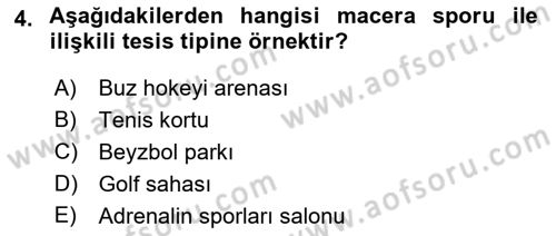 Spor Tesis İşletmesi ve Saha Malzeme Bilgisi Dersi Ara Sınavı Deneme Sınav Soruları 4. Soru