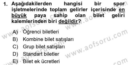 Spor Tesis İşletmesi ve Saha Malzeme Bilgisi Dersi 2017 - 2018 Yılı (Final) Dönem Sonu Sınav Soruları 1. Soru