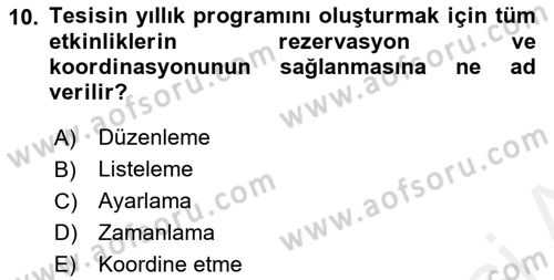 Spor Tesis İşletmesi ve Saha Malzeme Bilgisi Dersi 2017 - 2018 Yılı (Final) Dönem Sonu Sınav Soruları 10. Soru