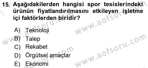 Spor Tesis İşletmesi ve Saha Malzeme Bilgisi Dersi 2017 - 2018 Yılı (Final) Dönem Sonu Sınav Soruları 15. Soru