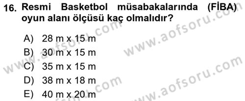 Spor Tesis İşletmesi ve Saha Malzeme Bilgisi Dersi 2017 - 2018 Yılı (Final) Dönem Sonu Sınav Soruları 16. Soru