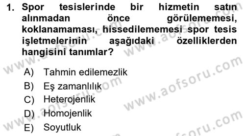 Spor Tesis İşletmesi ve Saha Malzeme Bilgisi Dersi 2018 - 2019 Yılı (Vize) Ara Sınav Soruları 1. Soru