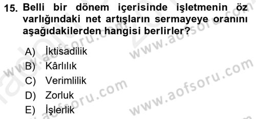 Spor Tesis İşletmesi ve Saha Malzeme Bilgisi Dersi Ara Sınavı Deneme Sınav Soruları 15. Soru