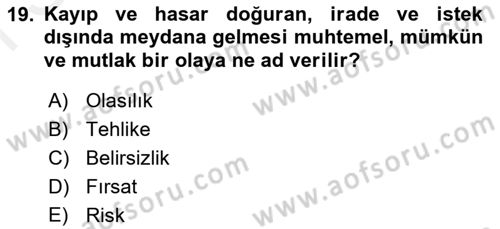 Spor Tesis İşletmesi ve Saha Malzeme Bilgisi Dersi 2018 - 2019 Yılı (Final) Dönem Sonu Sınav Soruları 19. Soru