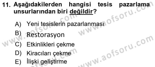 Spor Tesis İşletmesi ve Saha Malzeme Bilgisi Dersi 2018 - 2019 Yılı Yaz Okulu Sınav Soruları 11. Soru