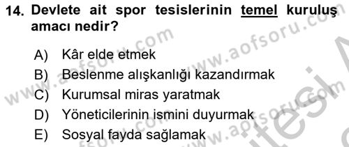 Spor Tesis İşletmesi ve Saha Malzeme Bilgisi Dersi 2018 - 2019 Yılı Yaz Okulu Sınav Soruları 14. Soru