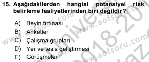 Spor Tesis İşletmesi ve Saha Malzeme Bilgisi Dersi 2018 - 2019 Yılı Yaz Okulu Sınav Soruları 15. Soru