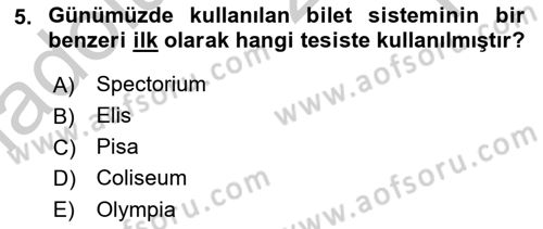 Spor Tesis İşletmesi ve Saha Malzeme Bilgisi Dersi 2018 - 2019 Yılı Yaz Okulu Sınav Soruları 5. Soru