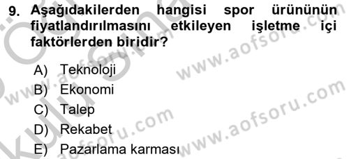 Spor Tesis İşletmesi ve Saha Malzeme Bilgisi Dersi 2018 - 2019 Yılı Yaz Okulu Sınav Soruları 9. Soru