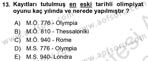 Spor Tesis İşletmesi ve Saha Malzeme Bilgisi Dersi 2019 - 2020 Yılı (Vize) Ara Sınav Soruları 13. Soru