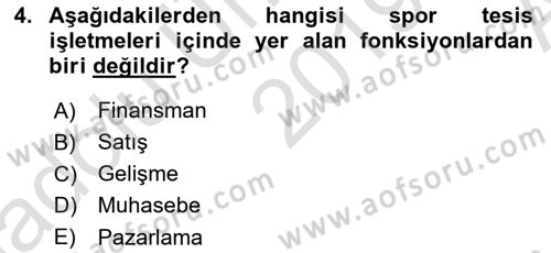 Spor Tesis İşletmesi ve Saha Malzeme Bilgisi Dersi 2019 - 2020 Yılı (Vize) Ara Sınav Soruları 4. Soru