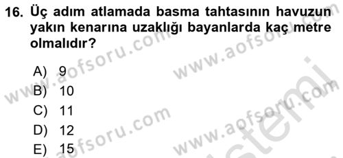 Spor Tesis İşletmesi ve Saha Malzeme Bilgisi Dersi 2019 - 2020 Yılı (Final) Dönem Sonu Sınav Soruları 16. Soru