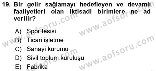 Spor Tesis İşletmesi ve Saha Malzeme Bilgisi Dersi 2019 - 2020 Yılı (Final) Dönem Sonu Sınav Soruları 19. Soru