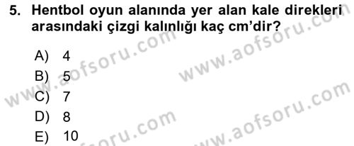 Spor Tesis İşletmesi ve Saha Malzeme Bilgisi Dersi 2019 - 2020 Yılı (Final) Dönem Sonu Sınav Soruları 5. Soru