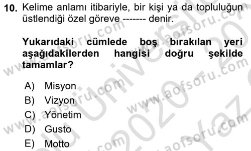 Spor Tesis İşletmesi ve Saha Malzeme Bilgisi Dersi 2020 - 2021 Yılı Yaz Okulu Sınav Soruları 10. Soru