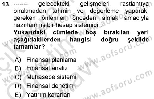Spor Tesis İşletmesi ve Saha Malzeme Bilgisi Dersi 2020 - 2021 Yılı Yaz Okulu Sınav Soruları 13. Soru