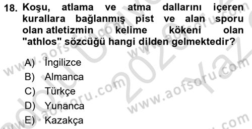 Spor Tesis İşletmesi ve Saha Malzeme Bilgisi Dersi 2020 - 2021 Yılı Yaz Okulu Sınav Soruları 18. Soru
