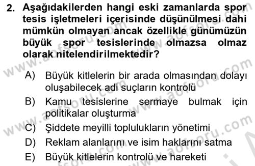 Spor Tesis İşletmesi ve Saha Malzeme Bilgisi Dersi 2020 - 2021 Yılı Yaz Okulu Sınav Soruları 2. Soru