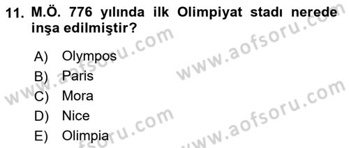 Spor Tesis İşletmesi ve Saha Malzeme Bilgisi Dersi 2021 - 2022 Yılı (Vize) Ara Sınav Soruları 11. Soru