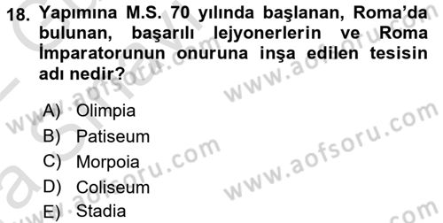 Spor Tesis İşletmesi ve Saha Malzeme Bilgisi Dersi 2021 - 2022 Yılı (Vize) Ara Sınav Soruları 18. Soru
