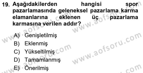 Spor Tesis İşletmesi ve Saha Malzeme Bilgisi Dersi 2021 - 2022 Yılı (Vize) Ara Sınav Soruları 19. Soru